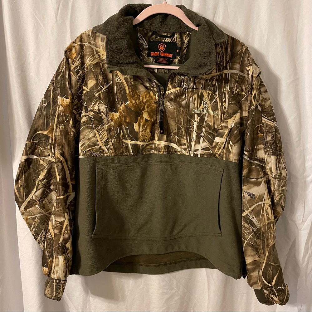 Mens Medium Camo jacket fleece lined Game Winner side pockets